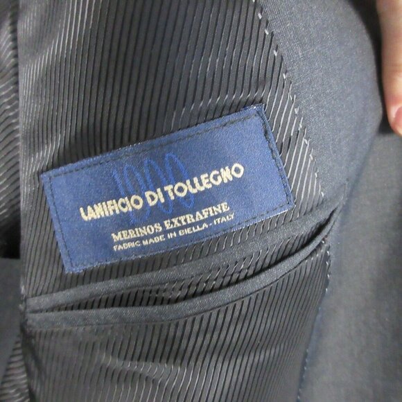 Lanificio Di Tollegno Wool Suit Set Men's Black Business Single Breasted 50 840 - Picture 11 of 16